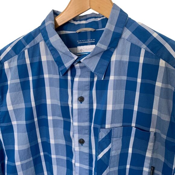 Columbia Shirt Mens XL Decoy Rock AM1017 Omni Wick S/S Button Front Blue Plaid - Picture 1 of 6